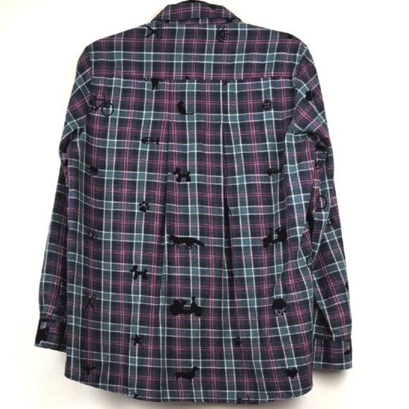Vilagallo Plaid Long Sleeve Popover Blouse Top With Velvet Animals & Shapes - Picture 10 of 15